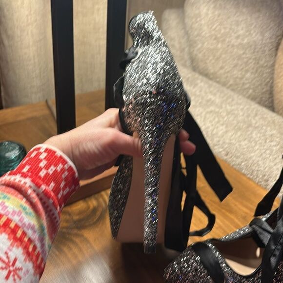 Sparkle 6” stiletto, glitter tie-up heels - Picture 15 of 16